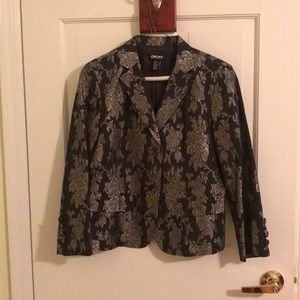 Black Blazer with silver metallic flower pattern